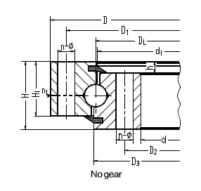 Drawing of single row ball slewing bearing without gear